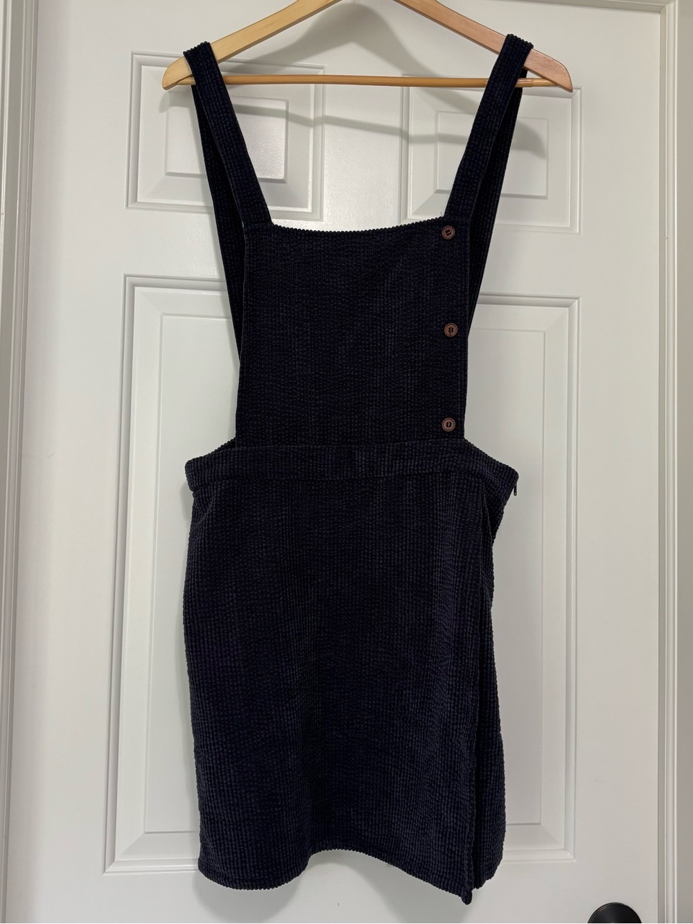 NWT Fika Black Corduroy Overall Mini Dress Pinafore